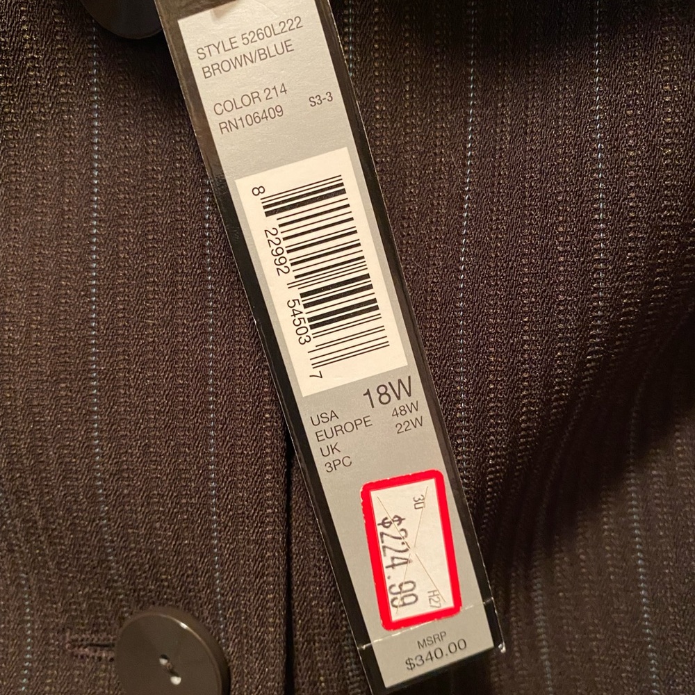 Tahari Brown Pinstripe 3 Piece Pantsuit With Sweater - Picture 15 of 16